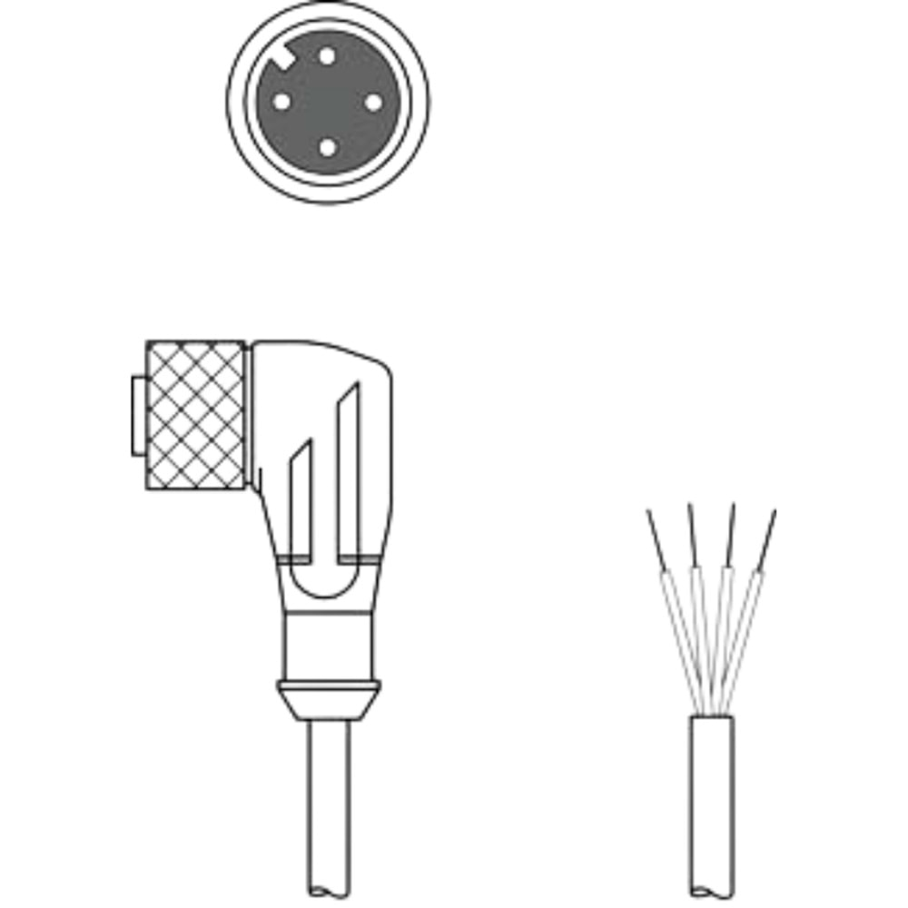 TSC-1204-PC-F9-0500 M12 90° 500CM SENSÖR KABLOSU