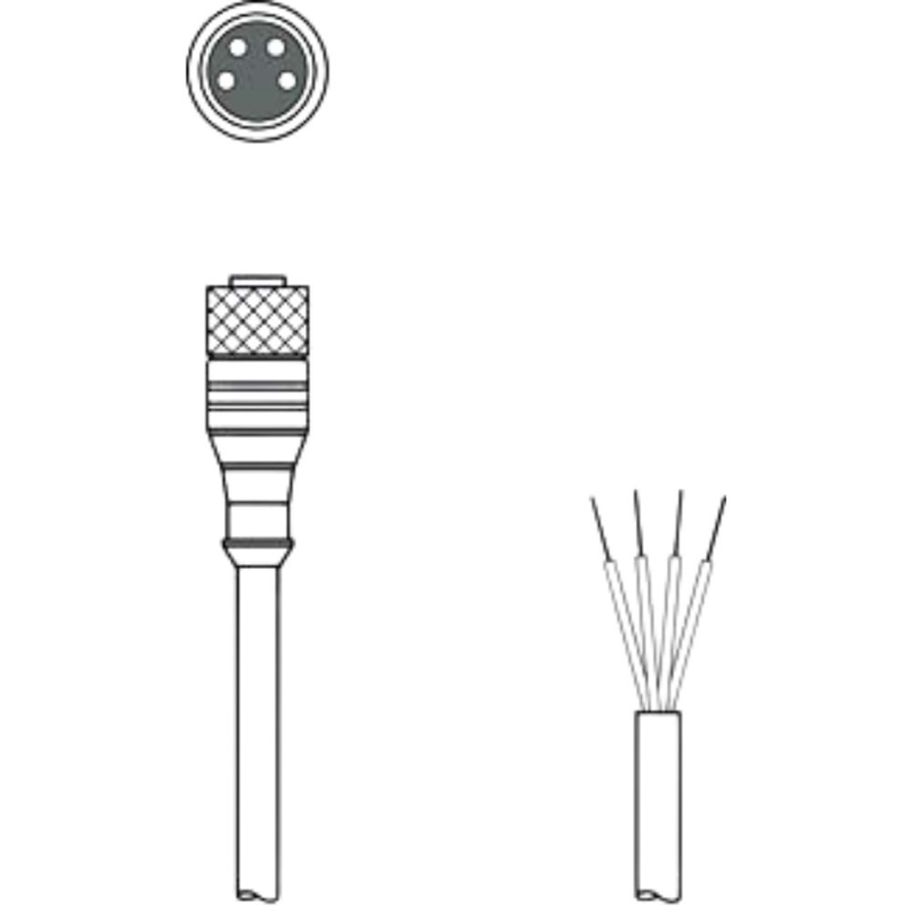 TSC-0804-PC-F0-0300 M8 4 PİN DÜZ SİYAH PVC 300 CM