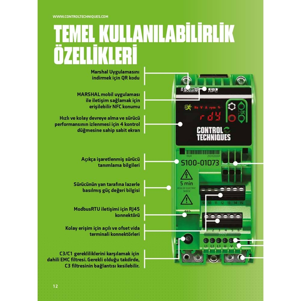 S100-01D73-0A0000 220V 1FAZ 7,5A 1,5KW C3 Control Techniques