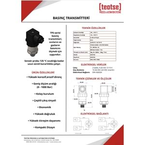 TPS-B16014-A420 BASINÇ TRANSMİTTERİ (160 Bar ) 4-20mA