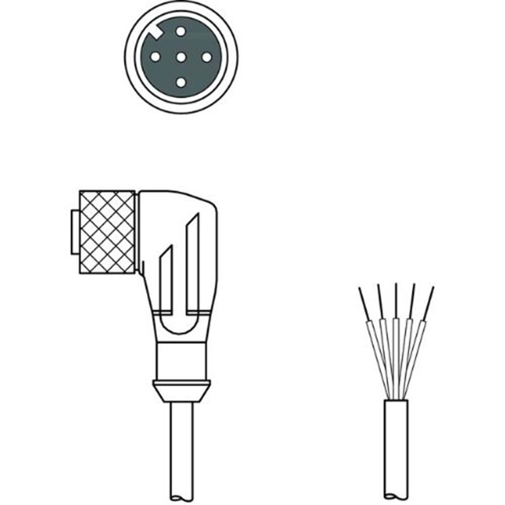 TSC-1205-PC-M9-C0500 M12 90° 500CM 5PİN ERKEK SENSÖR KABLOSU